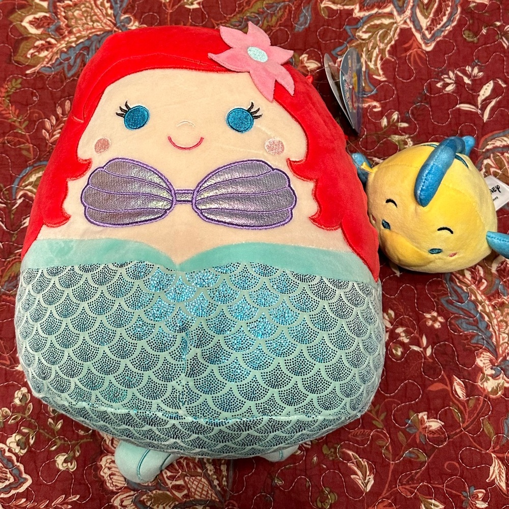 Disney Little Mermaid Ariel and Flounder Squishmallows
